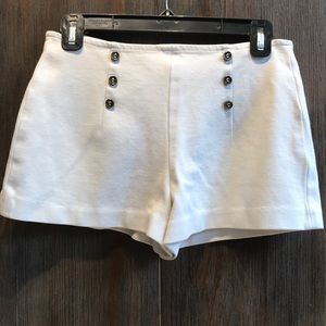 Zara Basic White Shorts w/ Nautical Button Detail